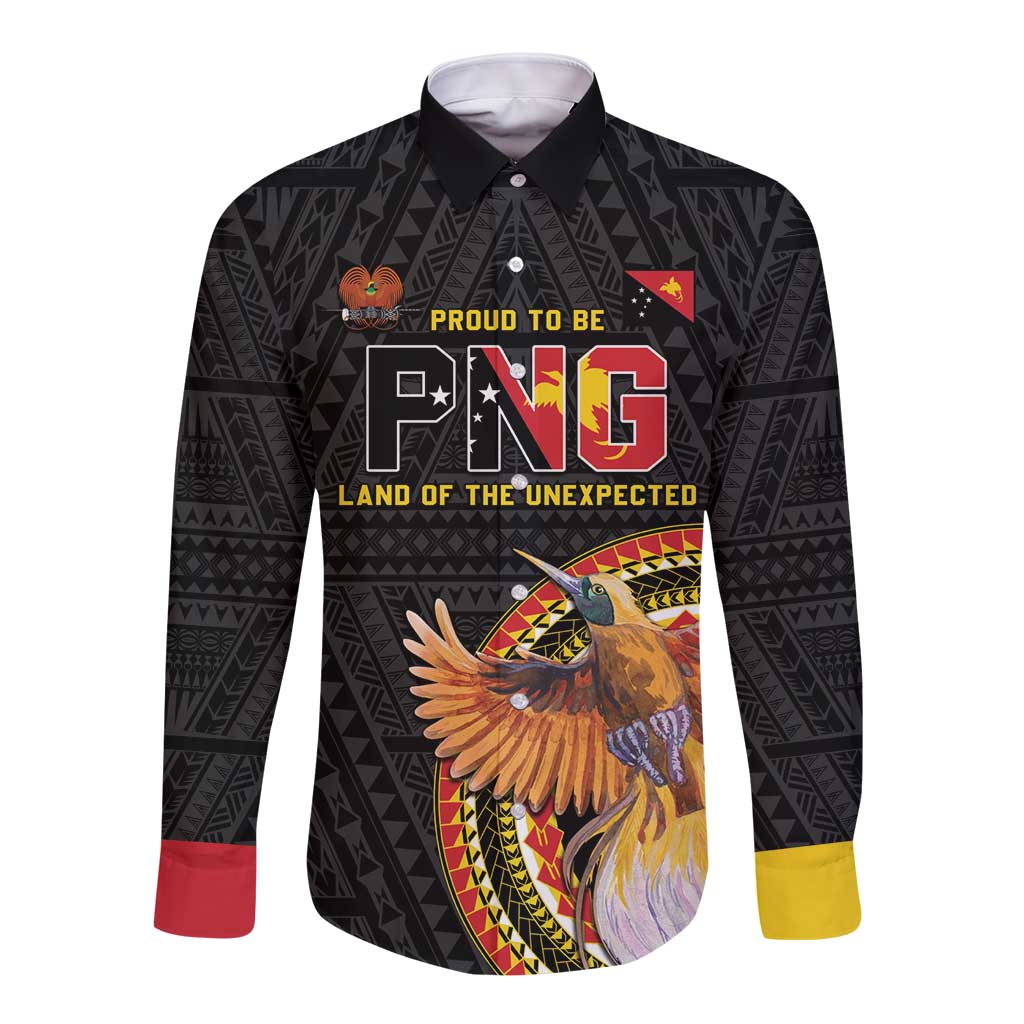 Papua New Guinea Tok Pisin Wik Long Sleeve Button Shirt Land Of The Unexpected LT05 Unisex Black - Polynesian Pride