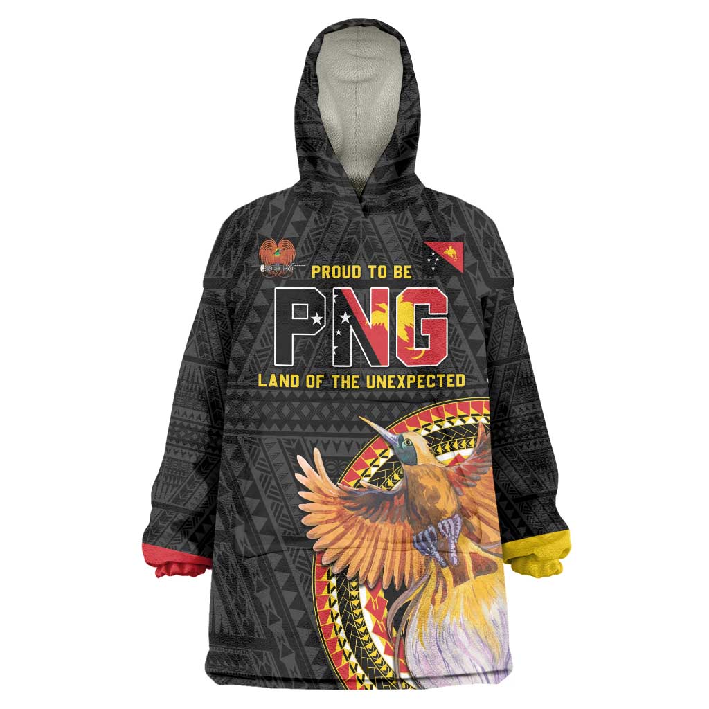 Papua New Guinea Tok Pisin Wik Wearable Blanket Hoodie Land Of The Unexpected LT05 One Size Black - Polynesian Pride