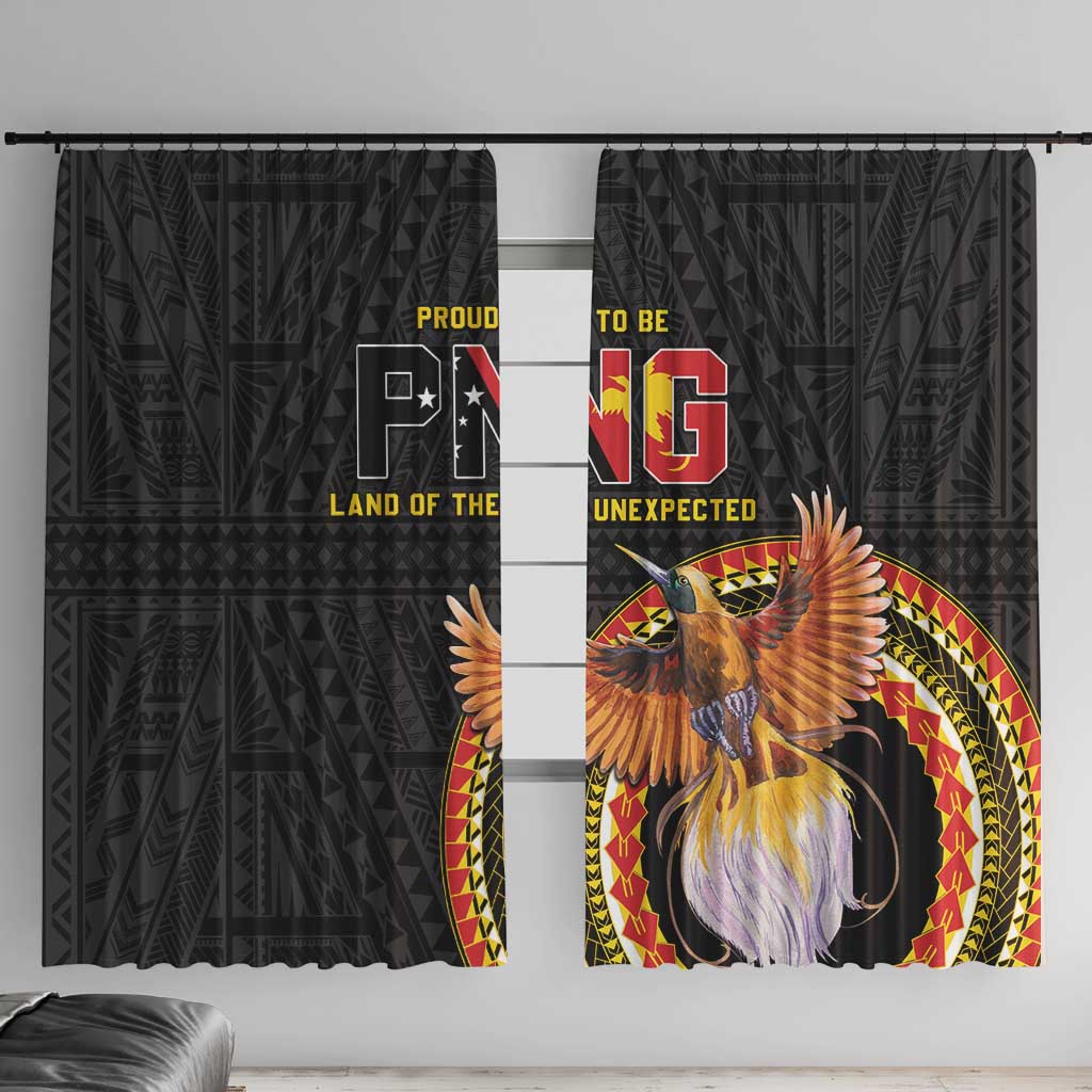 Papua New Guinea Tok Pisin Wik Window Curtain Land Of The Unexpected LT05 With Hooks Black - Polynesian Pride