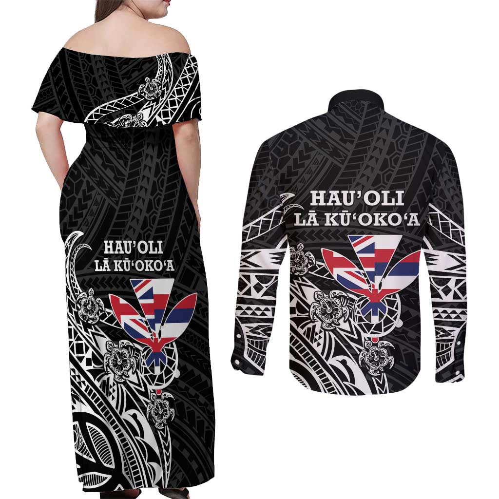 Hawaii November 28th Is My Independence Day Couples Matching Off Shoulder Maxi Dress and Long Sleeve Button Shirt