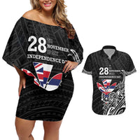 Hawaii November 28th Is My Independence Day Couples Matching Off Shoulder Short Dress and Hawaiian Shirt