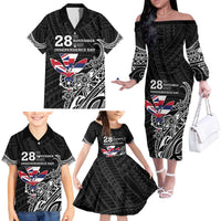 Hawaii November 28th Is My Independence Day Family Matching Off The Shoulder Long Sleeve Dress and Hawaiian Shirt
