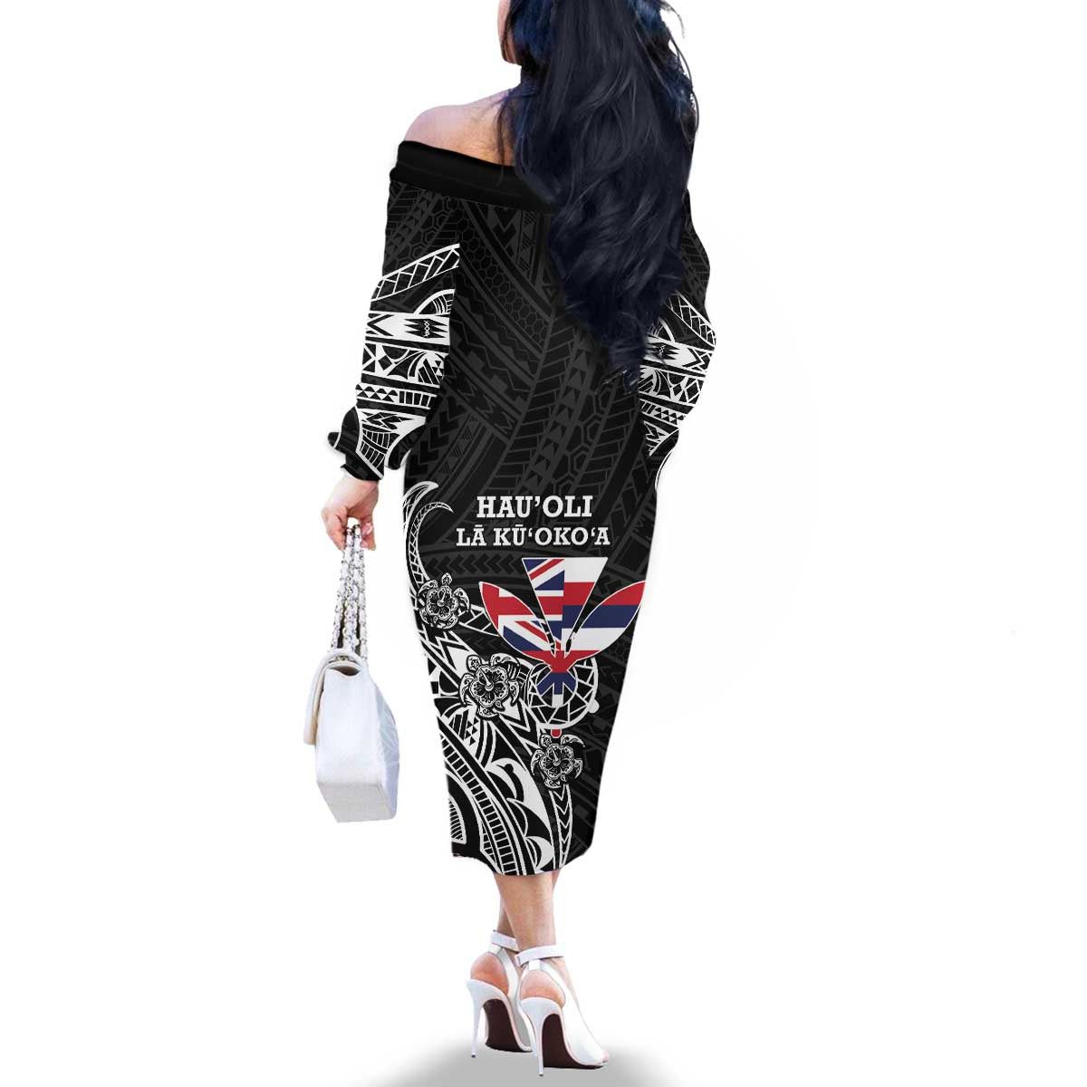 Hawaii November 28th Is My Independence Day Family Matching Off The Shoulder Long Sleeve Dress and Hawaiian Shirt