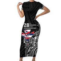 Hawaii November 28th Is My Independence Day Short Sleeve Bodycon Dress LT05 Long Dress Black - Polynesian Pride