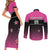 Custom New Zealand Women Cricket Couples Matching Short Sleeve Bodycon Dress and Long Sleeve Button Shirt Pink Simple Style