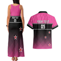 Custom New Zealand Women Cricket Couples Matching Tank Maxi Dress and Hawaiian Shirt Pink Simple Style