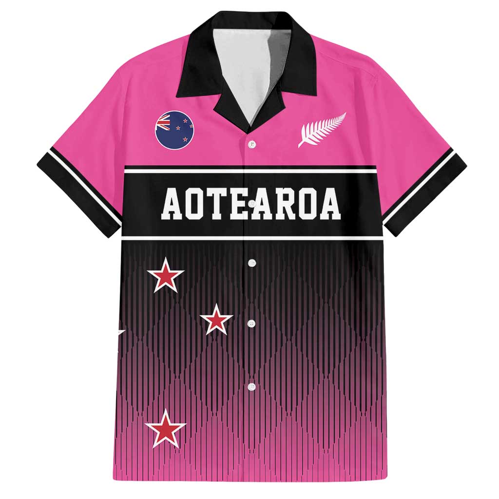 Custom New Zealand Women Cricket Family Matching Tank Maxi Dress and Hawaiian Shirt Pink Simple Style LT05 Dad's Shirt - Short Sleeve Pink - Polynesian Pride