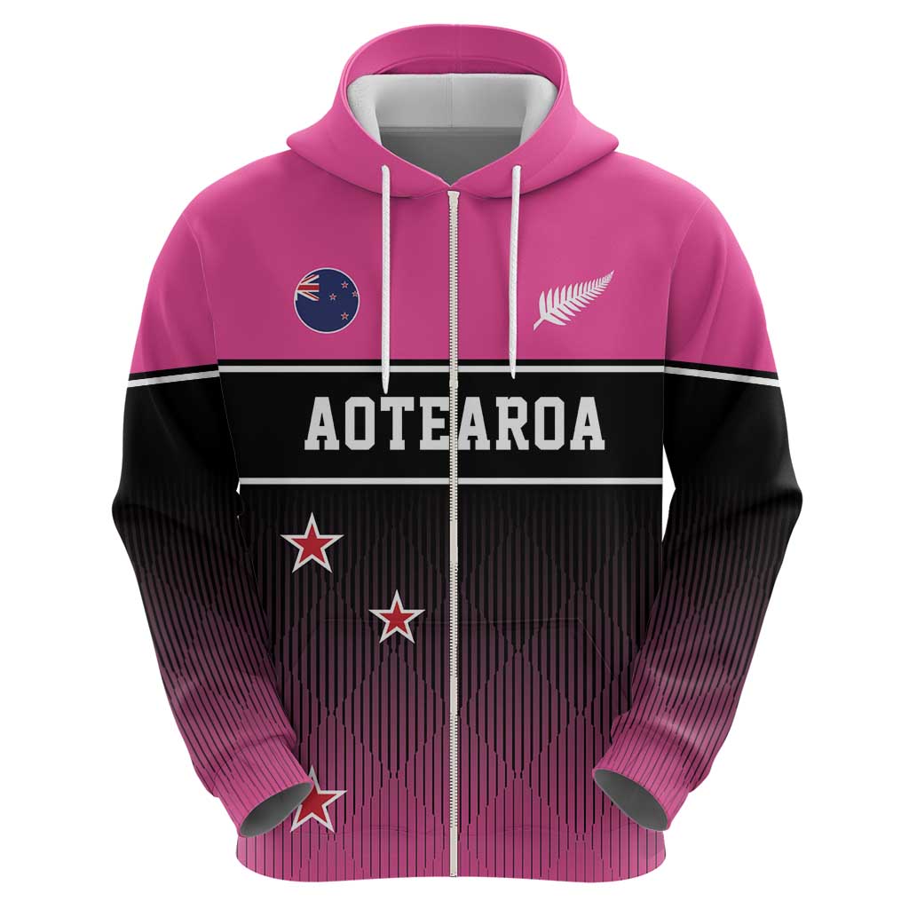 Custom New Zealand Women Cricket Hoodie Pink Simple Style