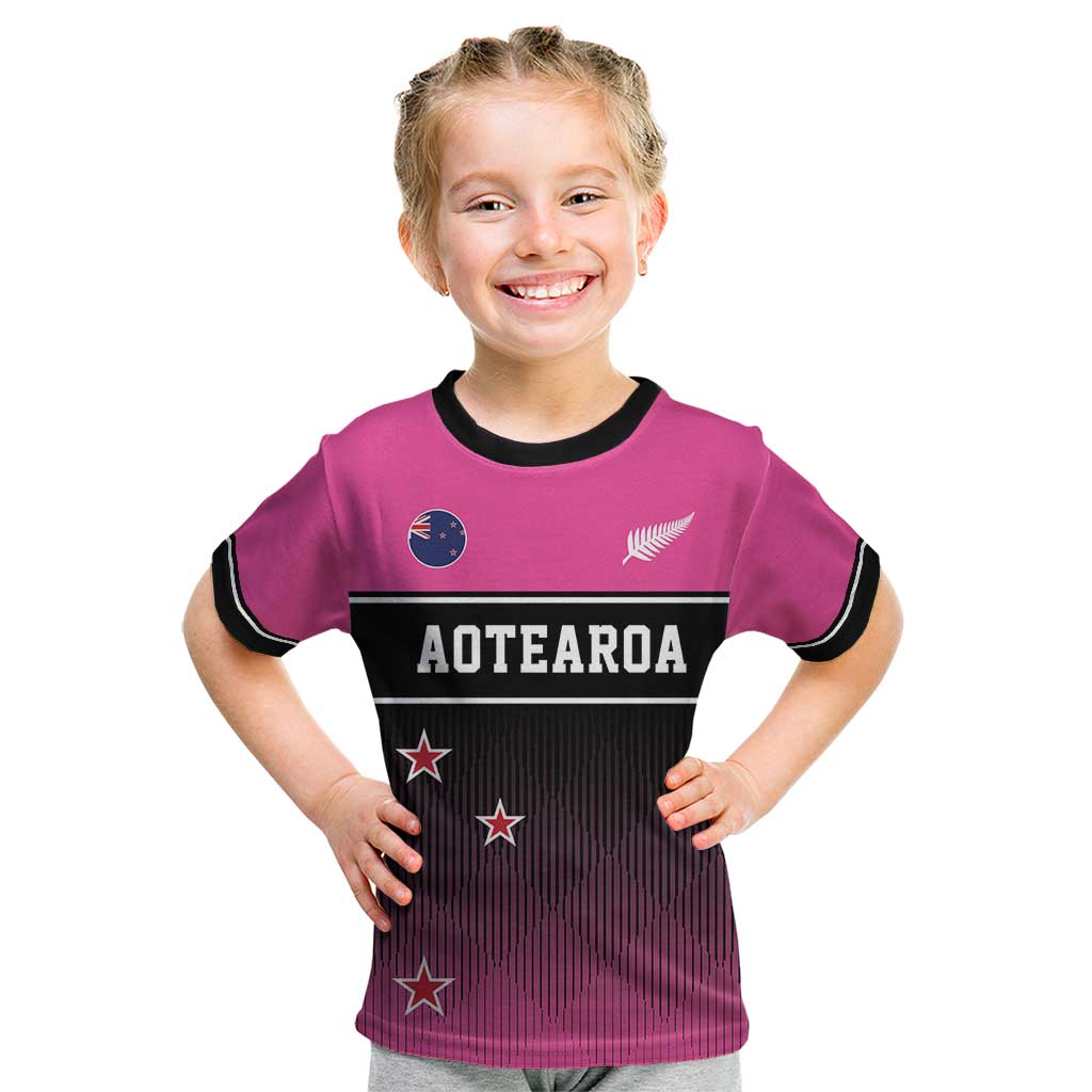 Custom New Zealand Women Cricket Kid T Shirt Pink Simple Style