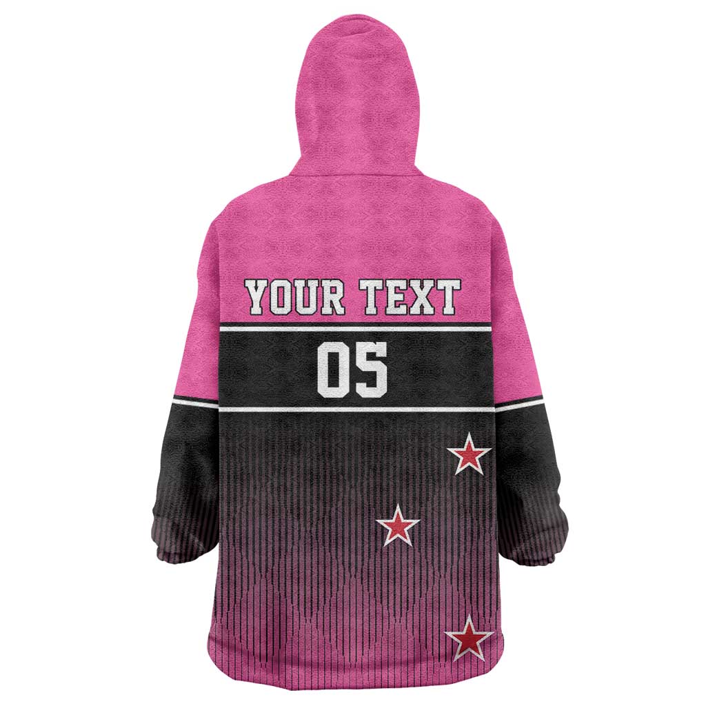 Custom New Zealand Women Cricket Wearable Blanket Hoodie Pink Simple Style