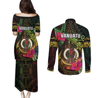 Vanuatu Couples Matching Puletasi and Long Sleeve Button Shirt Be Strong Pray For Port Vila