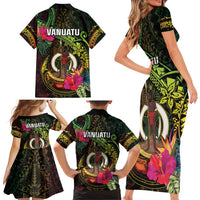 Vanuatu Family Matching Short Sleeve Bodycon Dress and Hawaiian Shirt Be Strong Pray For Port Vila