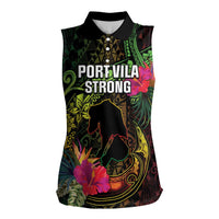 Vanuatu Women Sleeveless Polo Shirt Be Strong Pray For Port Vila