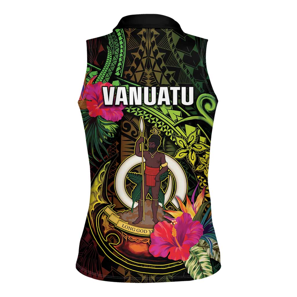 Vanuatu Women Sleeveless Polo Shirt Be Strong Pray For Port Vila