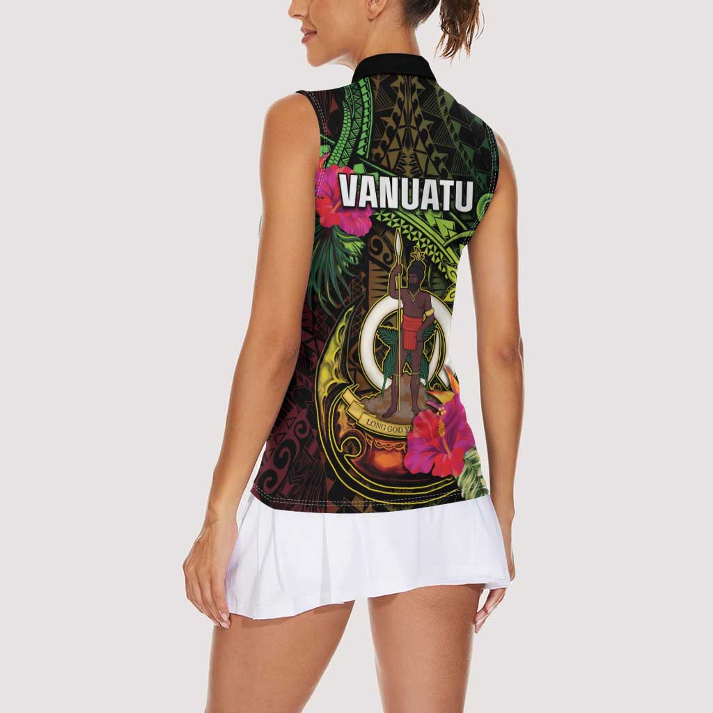 Vanuatu Women Sleeveless Polo Shirt Be Strong Pray For Port Vila