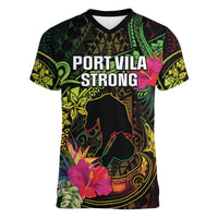 Vanuatu Women V-Neck T-Shirt Be Strong Pray For Port Vila