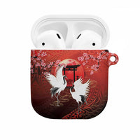 Hawaii and Japan Together AirPods Case Polynesian Art Tattoo With Cranes And Sakura - Polynesian Pride