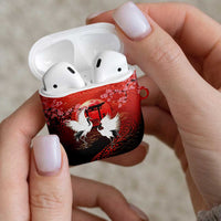 Hawaii and Japan Together AirPods Case Polynesian Art Tattoo With Cranes And Sakura - Polynesian Pride
