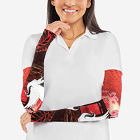 Hawaii and Japan Together Arm Sleeves Polynesian Art Tattoo With Cranes And Sakura - Polynesian Pride