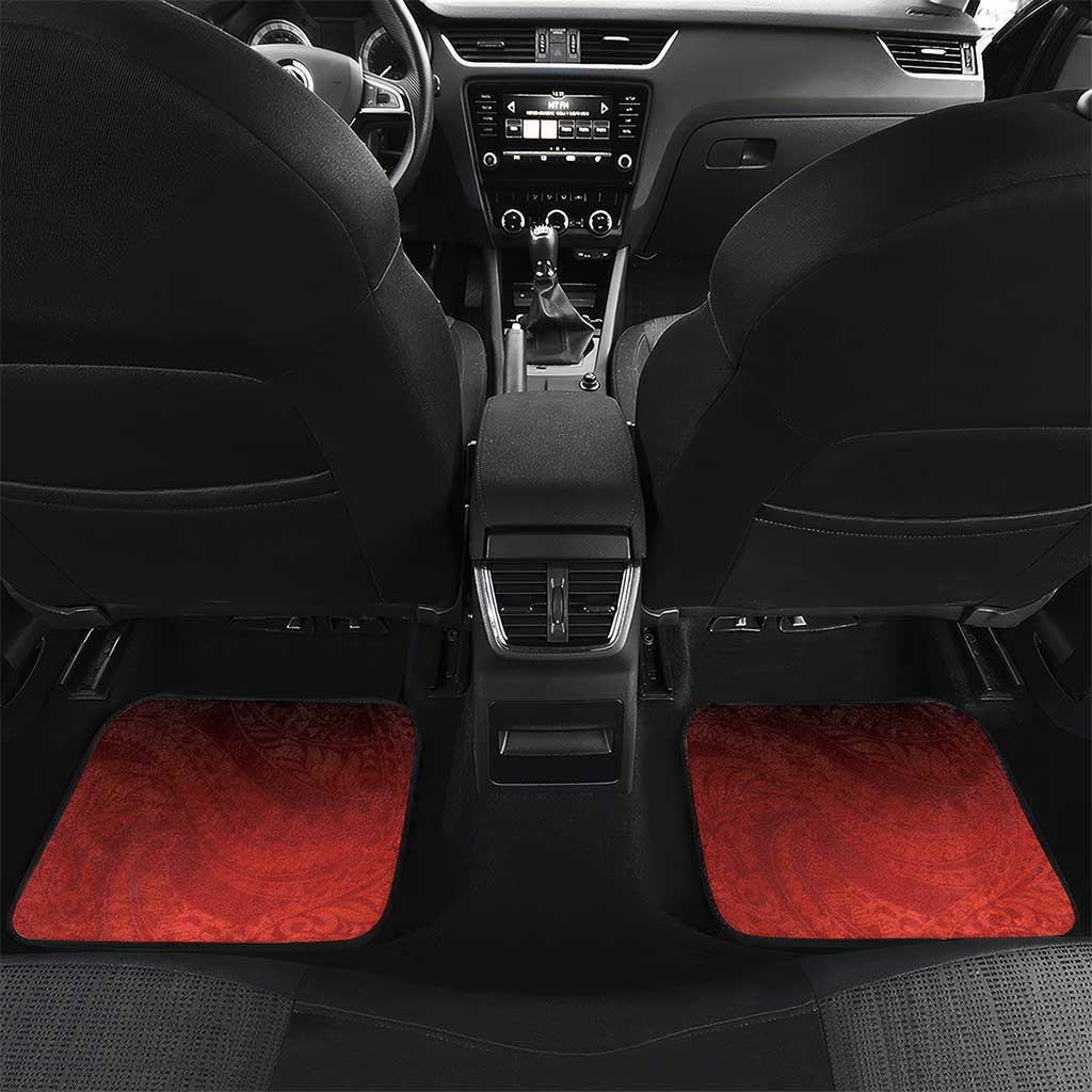 Hawaii and Japan Together Car Mats Polynesian Art Tattoo With Cranes And Sakura - Polynesian Pride