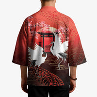 Hawaii and Japan Together Kimono Polynesian Art Tattoo With Cranes And Sakura LT05 - Polynesian Pride