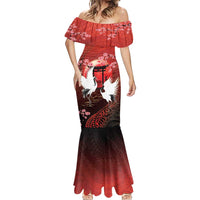 Hawaii and Japan Together Mermaid Dress Polynesian Art Tattoo With Cranes And Sakura - Polynesian Pride