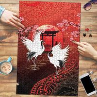 Hawaii and Japan Together Puzzle Polynesian Art Tattoo With Cranes And Sakura - Polynesian Pride