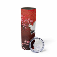 Hawaii and Japan Together Skinny Tumbler Polynesian Art Tattoo With Cranes And Sakura - Polynesian Pride