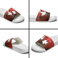 Hawaii and Japan Together Slide Sandals Polynesian Art Tattoo With Cranes And Sakura - Polynesian Pride