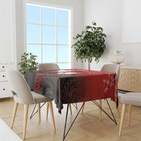 Hawaii and Japan Together Tablecloth Polynesian Art Tattoo With Cranes And Sakura - Polynesian Pride