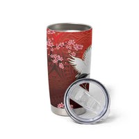 Hawaii and Japan Together Tumbler Cup Polynesian Art Tattoo With Cranes And Sakura LT05 - Polynesian Pride