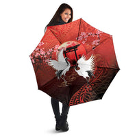 Hawaii and Japan Together Umbrella Polynesian Art Tattoo With Cranes And Sakura - Polynesian Pride