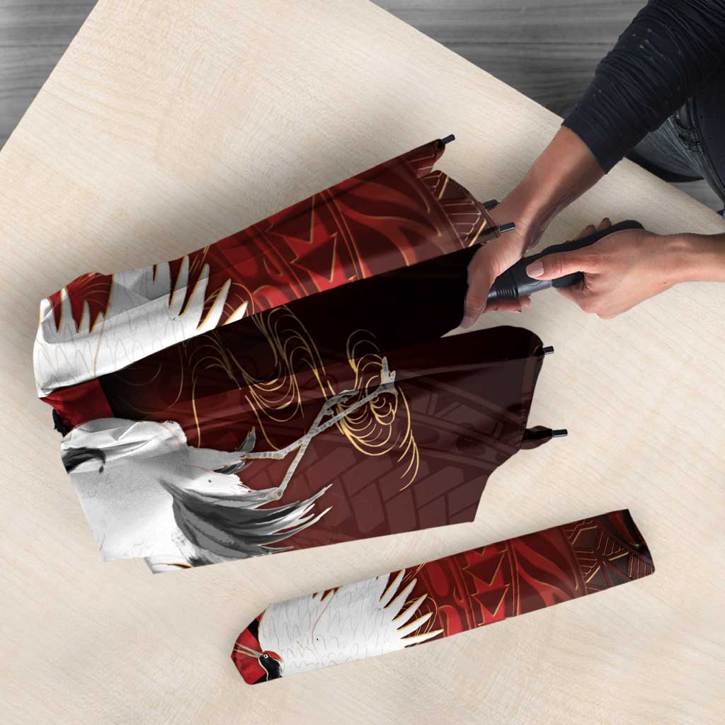 Hawaii and Japan Together Umbrella Polynesian Art Tattoo With Cranes And Sakura - Polynesian Pride