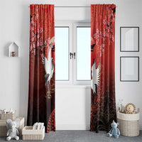 Hawaii and Japan Together Window Curtain Polynesian Art Tattoo With Cranes And Sakura - Polynesian Pride