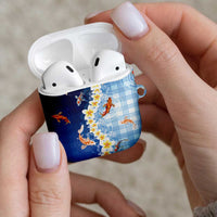 Hawaii And Japan AirPods Case Plumeria Lei With Koi Fish Blue - Polynesian Pride