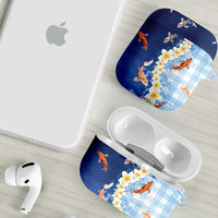 Hawaii And Japan AirPods Case Plumeria Lei With Koi Fish Blue - Polynesian Pride