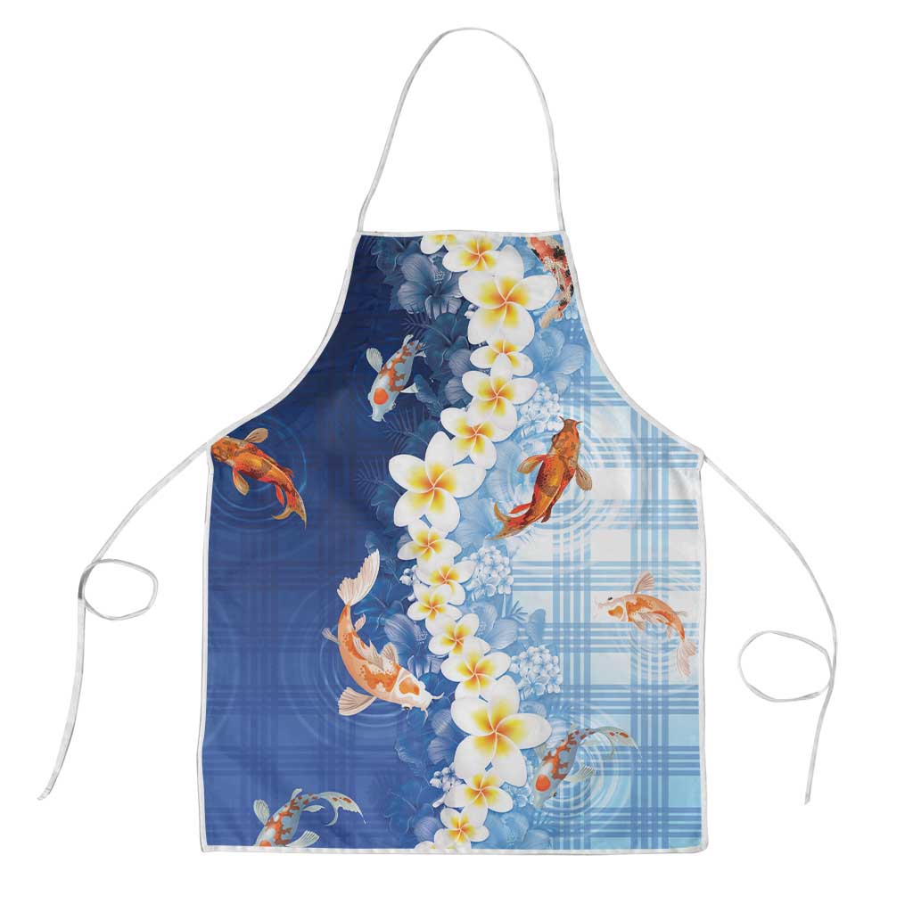 Hawaii And Japan Apron Plumeria Lei With Koi Fish Blue - Polynesian Pride