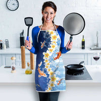 Hawaii And Japan Apron Plumeria Lei With Koi Fish Blue - Polynesian Pride