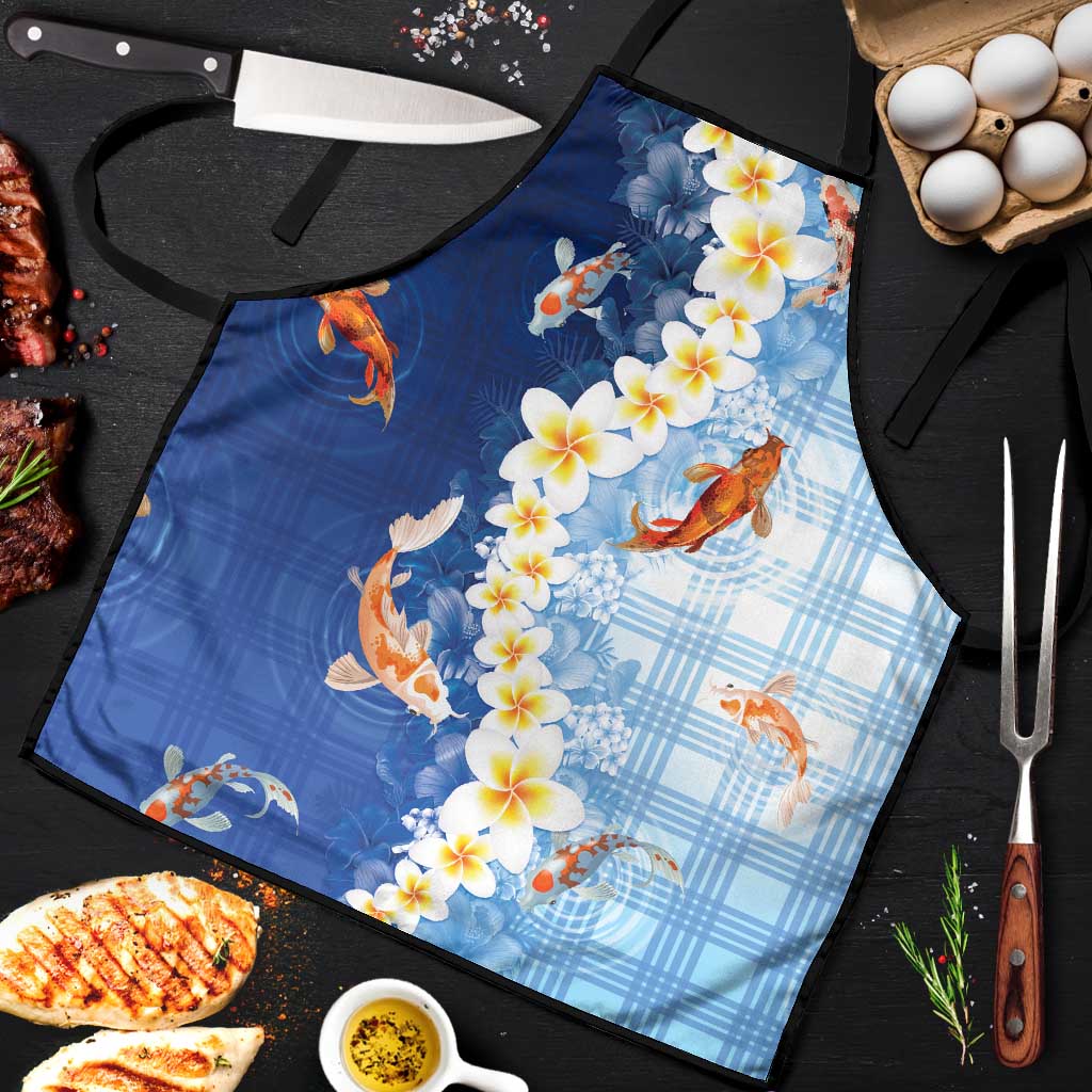 Hawaii And Japan Apron Plumeria Lei With Koi Fish Blue - Polynesian Pride