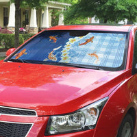 Hawaii And Japan Auto Sun Shade Plumeria Lei With Koi Fish Blue - Polynesian Pride