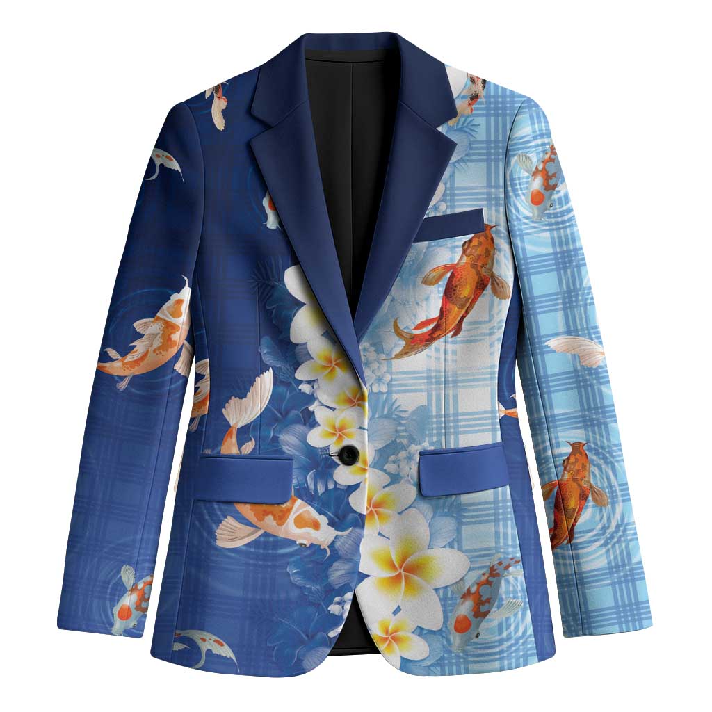 Hawaii And Japan Blazer Plumeria Lei With Koi Fish Blue LT05 Unisex Blue - Polynesian Pride