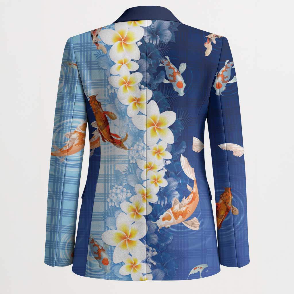 Hawaii And Japan Blazer Plumeria Lei With Koi Fish Blue - Polynesian Pride