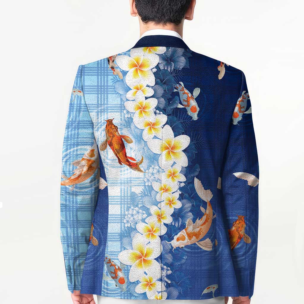 Hawaii And Japan Blazer Plumeria Lei With Koi Fish Blue - Polynesian Pride