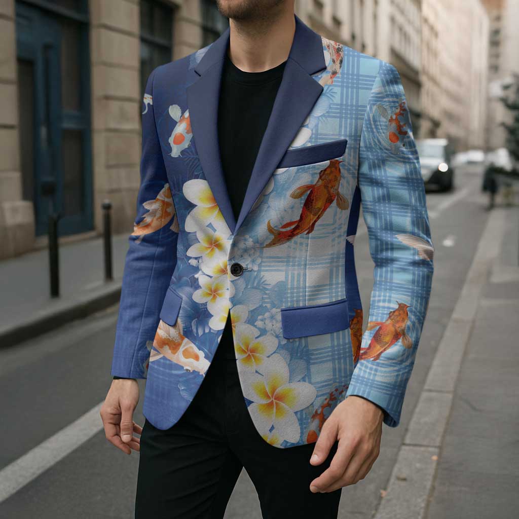 Hawaii And Japan Blazer Plumeria Lei With Koi Fish Blue - Polynesian Pride