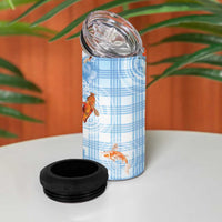 Hawaii And Japan 4 in 1 Can Cooler Tumbler Plumeria Lei With Koi Fish Blue - Polynesian Pride