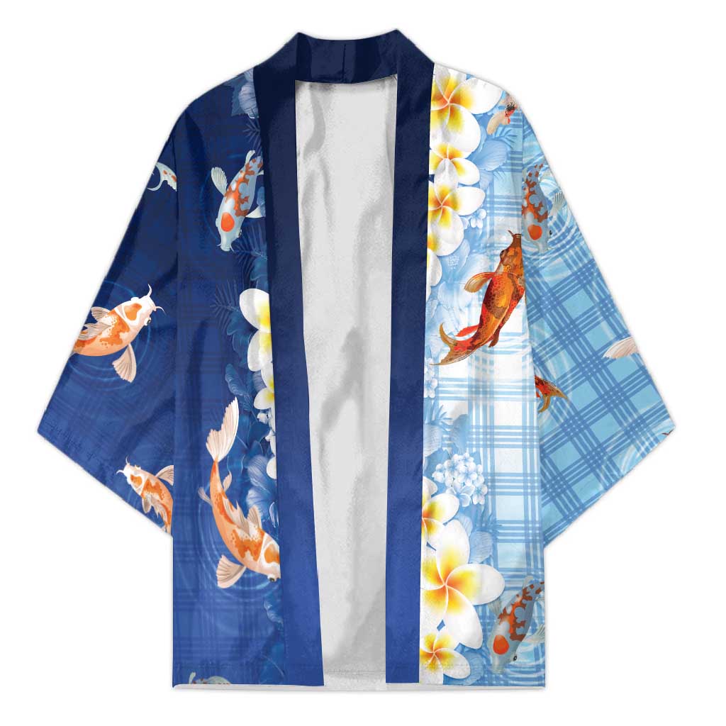 Hawaii And Japan Kimono Plumeria Lei With Koi Fish Blue LT05 Unisex Blue - Polynesian Pride