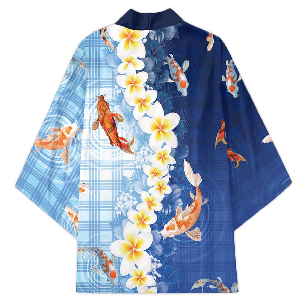 Hawaii And Japan Kimono Plumeria Lei With Koi Fish Blue - Polynesian Pride
