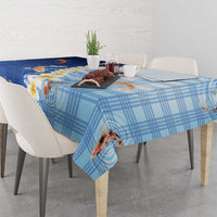 Hawaii And Japan Tablecloth Plumeria Lei With Koi Fish Blue - Polynesian Pride