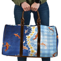 Hawaii And Japan Travel Bag Plumeria Lei With Koi Fish Blue - Polynesian Pride
