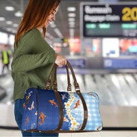 Hawaii And Japan Travel Bag Plumeria Lei With Koi Fish Blue - Polynesian Pride